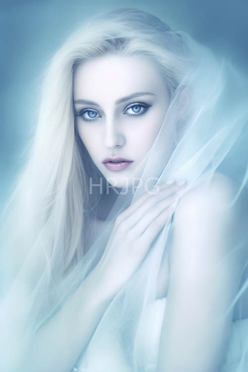High Resolution: Luminous Skin Tone Interplay Against Turquoise Gradient Background with Dappled Ephemeral Light download. | HRJPG.com