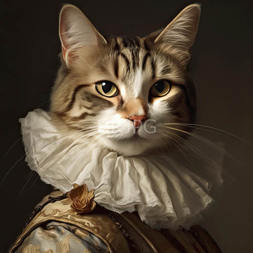 High Resolution: Emerald Eyes Amidst Elegant Renaissance Attire Embroidered Lace Intricacies download. | HRJPG.com