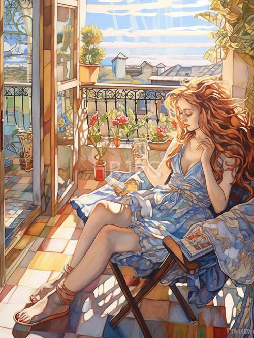 High Resolution: Feminine Form Amidst Leafy Vertigo and Winding City Skyline download. | HRJPG.com