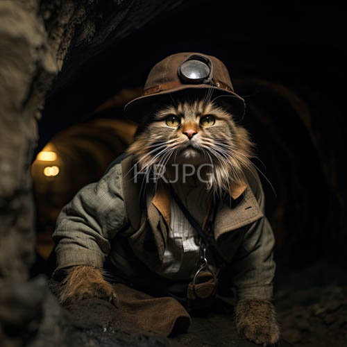 High Resolution: Vibrant orange tabby cat navigates rugged rocky tunnel entrance with agile form download. | HRJPG.com