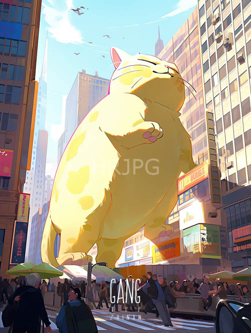 gargantuan felines overwhelm urban landscapes with enormous presence amidst times square
