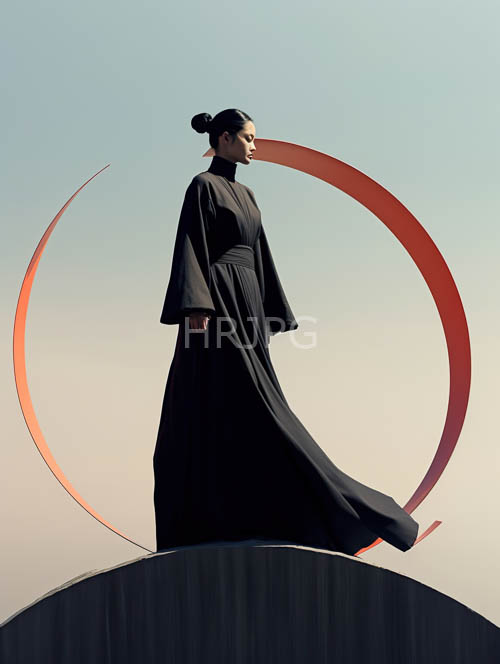 High Resolution: Elegant lines illuminated by warm sunset light on curved platform setting download. | HRJPG.com