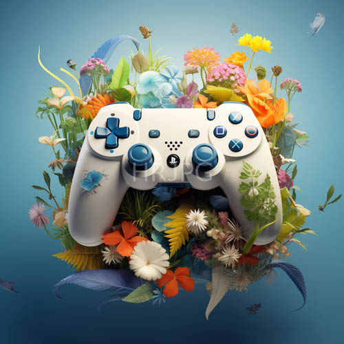 High Resolution: Rectangular Controller Resides on Table with Reflected Faint Glow and Surrounding Floral Accents download. | HRJPG.com