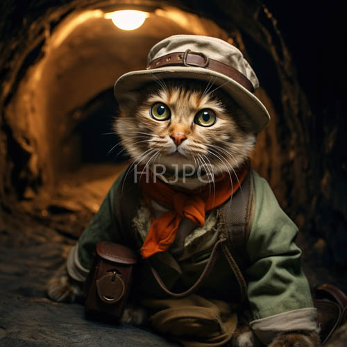 flickering luminescent orbs illuminate cream and brown striped kitten in faded brick passageway