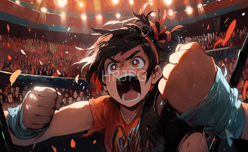 boxers frenzied expression amidst fierce intensity in championship arena setting under harsh arena lighting