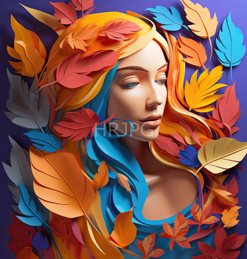 autumnal leaves drift around glowing figures in colorful washes