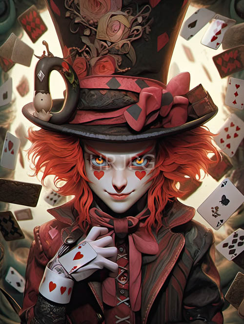 High Resolution: Crimson Mane Entwines with Gilded Accents in Elaborate Top Hat download. | HRJPG.com