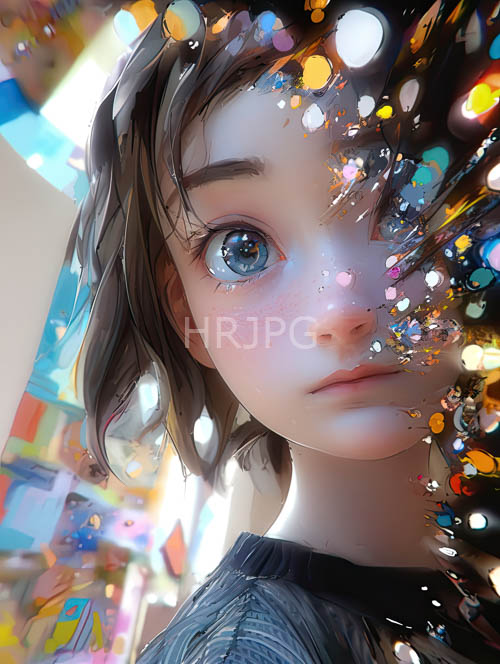 glints of light dance across her face casting miniature rainbows on her skin