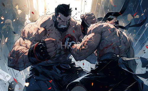 muscle tension in dimly lit boxing ring with crimson hues and humid atmosphere