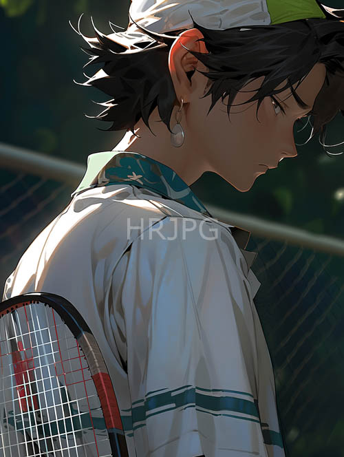 young person wearing tattered tennis outfit under ambient light in indoor setting