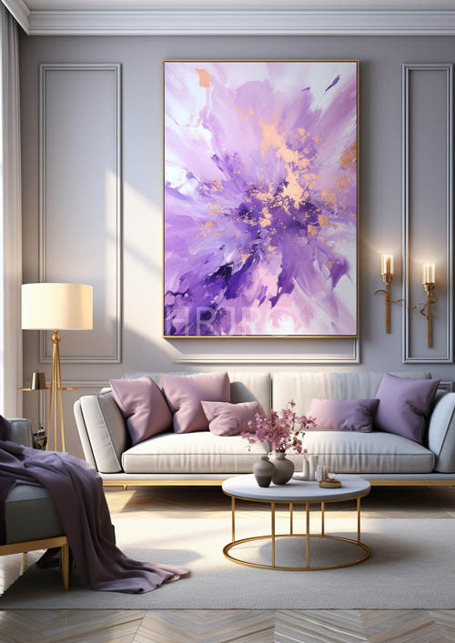 High Resolution: LavenderHued Sofa Amidst Graying Walls and Sunlit Molding download. | HRJPG.com