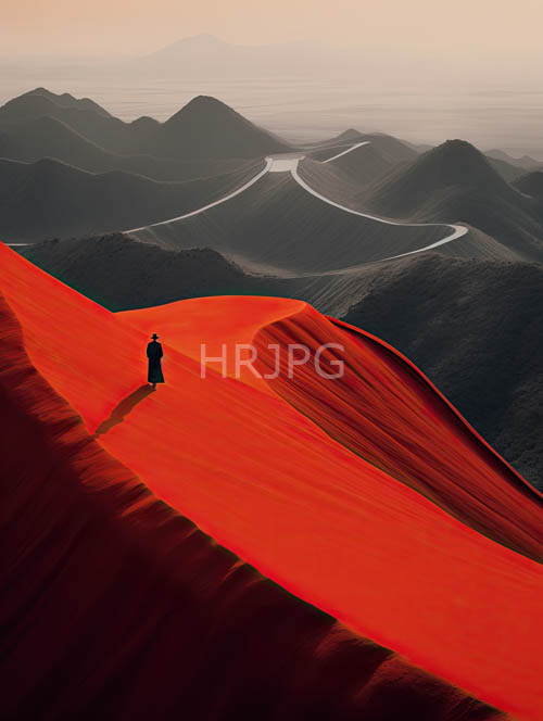 High Resolution: Vast desert landscapes feature crimson hills and rugged mountain ranges download. | HRJPG.com
