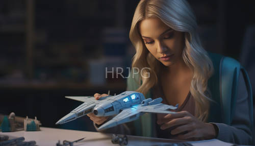 High Resolution: Futuristic spaceship model dominates the attention of a skilled engineers workspace download. | HRJPG.com