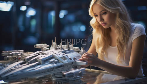 industrial backdrop transformed with miniature model precision and delicate gray model craftsmanship