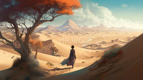 orangeleaved trees stretch towards the sky with intricate asian woman framing delicate features