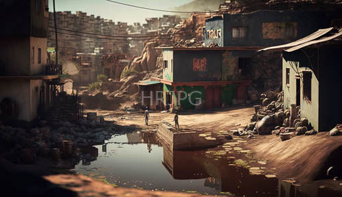 densely packed neighborhood clusters makeshift dwellings amidst urban life