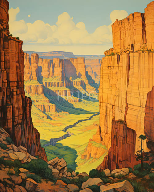 rusthued rock formations eroded by times unyielding forces amidst emerald valley