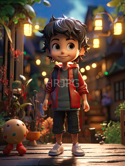 young boy stands tall amidst ancient villages muted tones and golden light