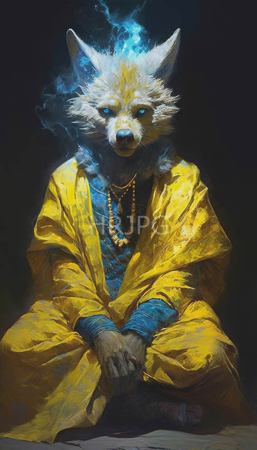 foxs icy coat glistens under flickering candlelight on richly embroidered cushion