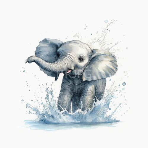 High Resolution: Grey Elephant Emerges from Ripples of Water in Sunlit Shallow Pool download. | HRJPG.com