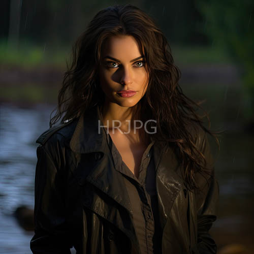 riverine landscape with tangled hair and fading light on wet leather