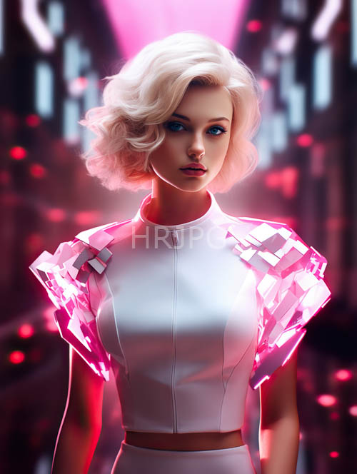 futuristic athletes neon light showcased in cityscape kaleidoscope