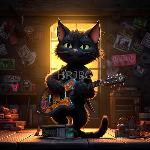 cluttered posters adorn weathered wooden walls in faded rock band imagery amidst dusty books and electronics