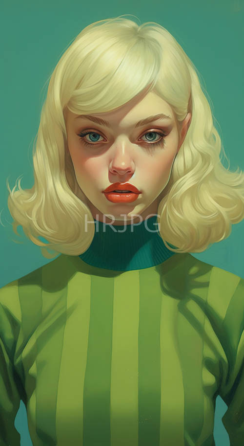 digitally rendered of a fashionable woman in a teal background