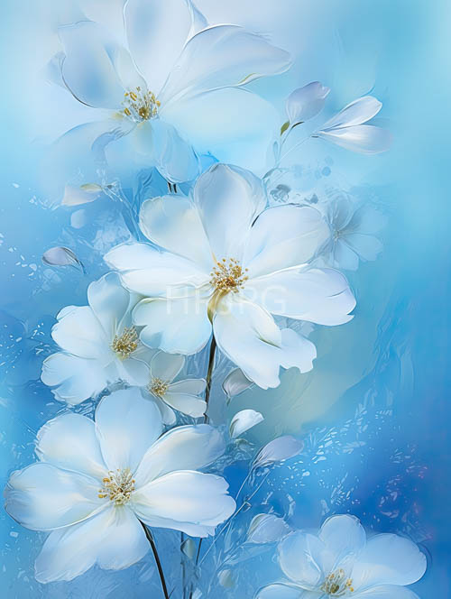 intricate yellow petals unfurl amidst shifting blue gradient backgrounds