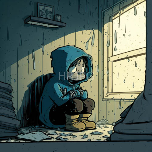 rainsoaked landscape forgotten beneath worn wooden pencil and faded blue hooded cloak