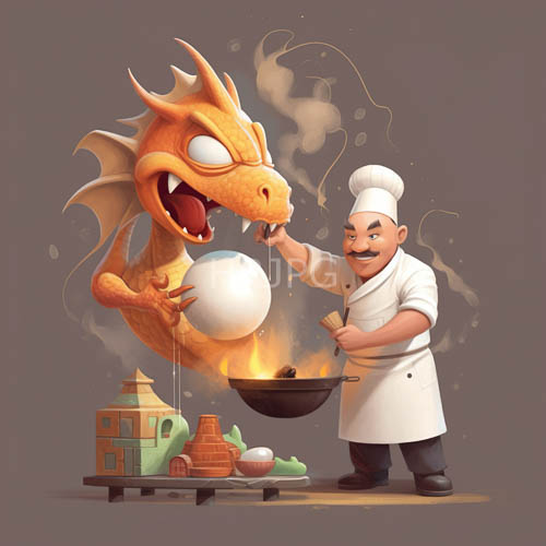 steaming pots sit near dragon scales catching warm light
