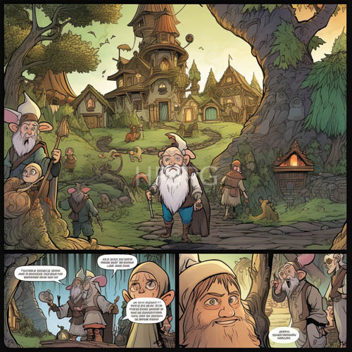 emerald hillsides unfold beneath the wise elderly wizards feet in medieval whimsy