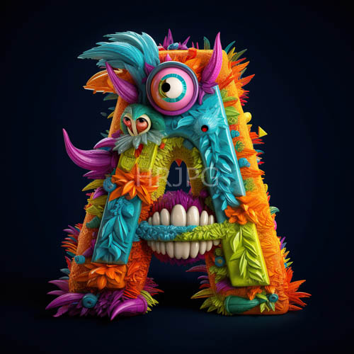 High Resolution: Distorted Creature Displaying Turquoise Orange Purple and Green Feathered Hues on Angular Head download. | HRJPG.com