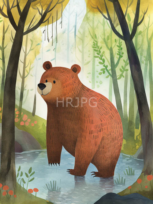 fur glistens amidst forest floor texture with lush greenery and towering canopies