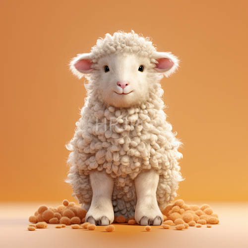 fuzzy ovalshaped face amidst muted orange and peach tones on a gradating background