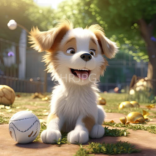 lush canopy of lush greenery surrounds puppy in playful grasslands
