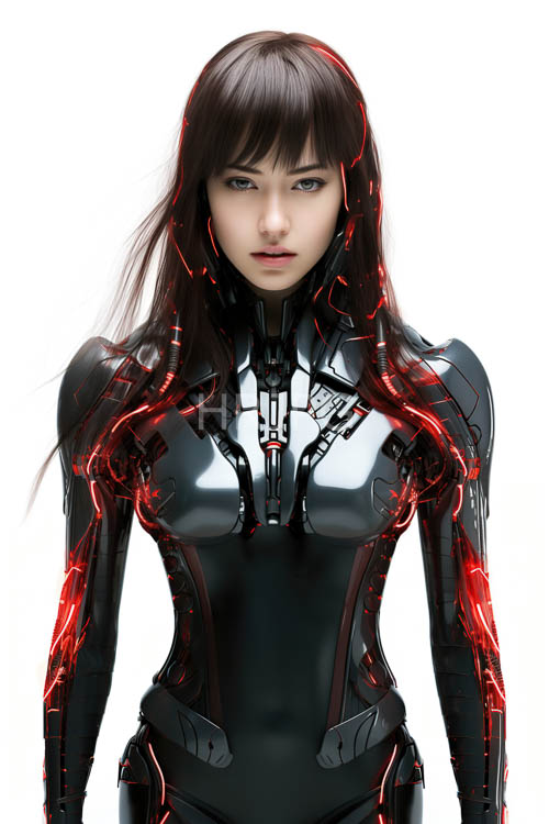 dark brown hair frames heartshaped face against stark white backdrop