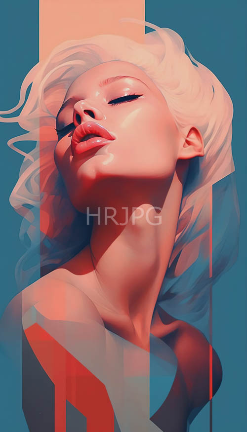 platinum haired figure silhouetted against teal background under pinkorange light beams