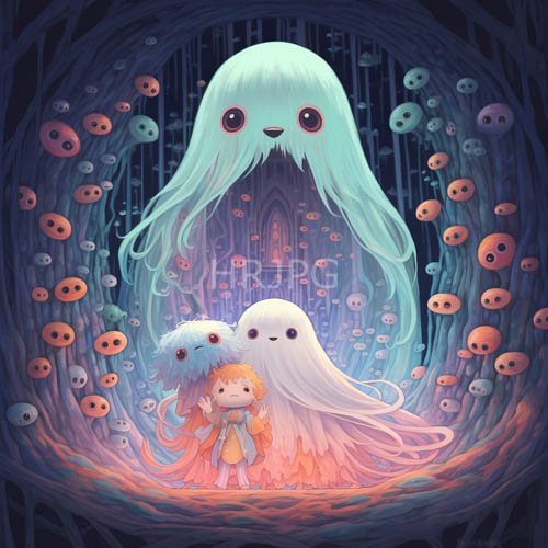 lavender peach hues shade forest encounters with ghostlike figures