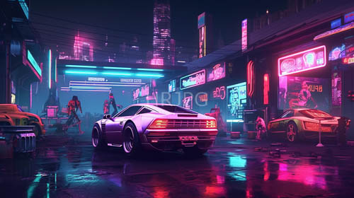 neonkissed city streets glisten with kaleidoscope of colors on wet asphalt