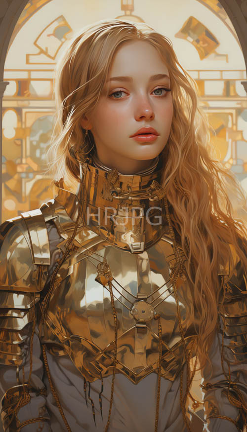 High Resolution: Ornate armor glimmers near ancient gold rivers in motion download. | HRJPG.com