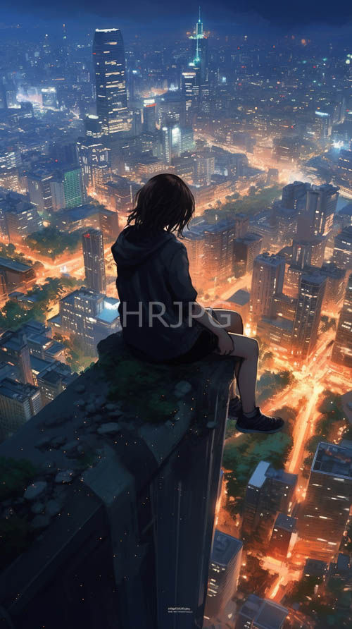cityscape silhouette against towering urban jungle with kaleidoscope of colors and twinkling lights