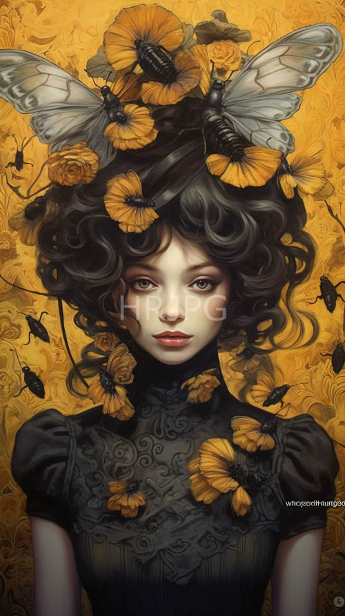High Resolution: Iridescent light reflects off orange petals cascading down faces download. | HRJPG.com