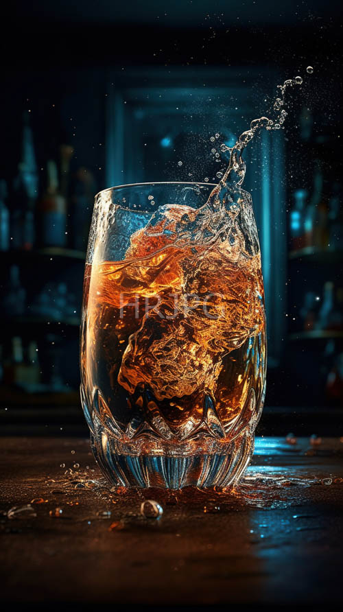 elegant crystal glass glints amidst weathered wooden beams in the dimly lit bar setting