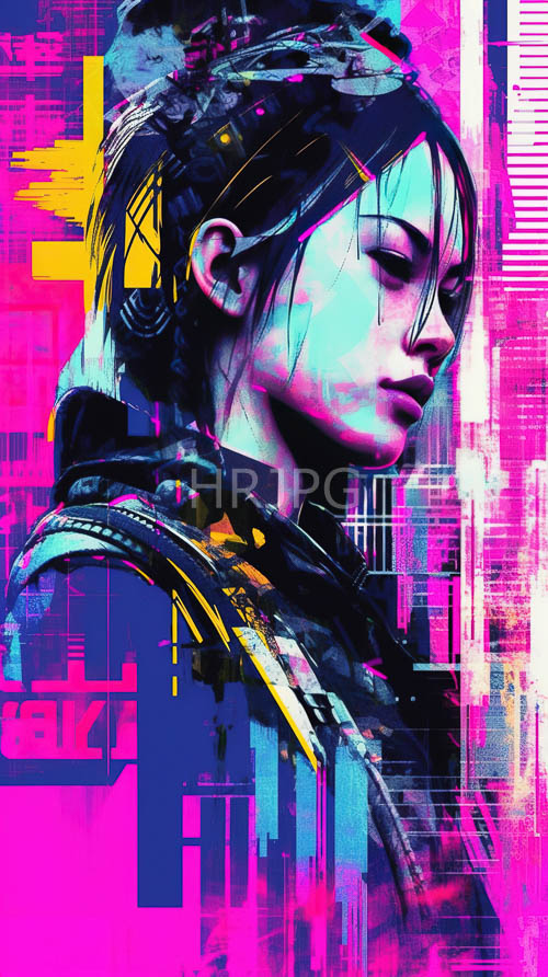 mesmerizing pinkpurple hues shape a womans profile in intricate geometric patterns