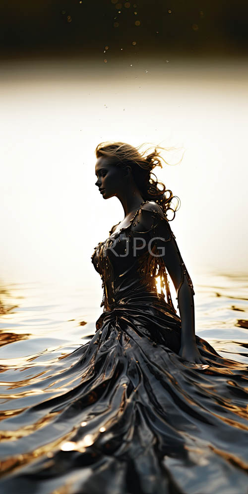 waters surface ephemeral dance of light and shadow at sunset on serene lake