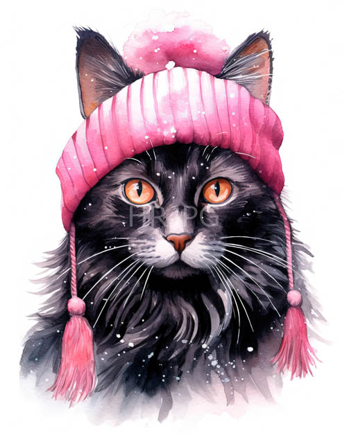 festive feline in winter wonderland with vibrant accessories and expressive features