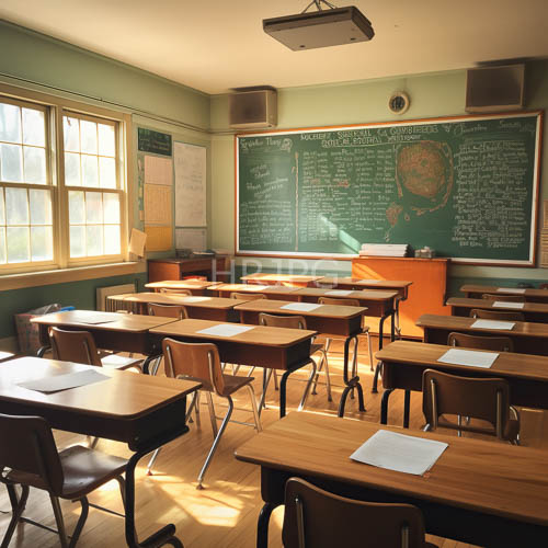 educational spaces showcase chalkboard textures amidst daylight and wooden furniture