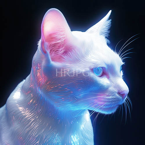 High Resolution: Iridescent fur glows on cat shapes against deep backdrops download. | HRJPG.com