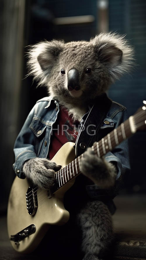 marsupial musicians in moody woodgrained stage backdrop amidst electric guitar riffs